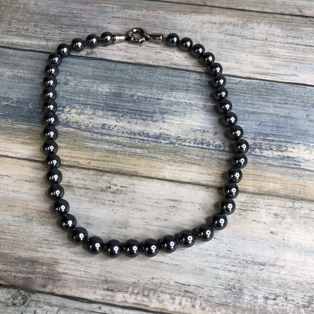 Gray Faux Pearl glass 18" Necklace